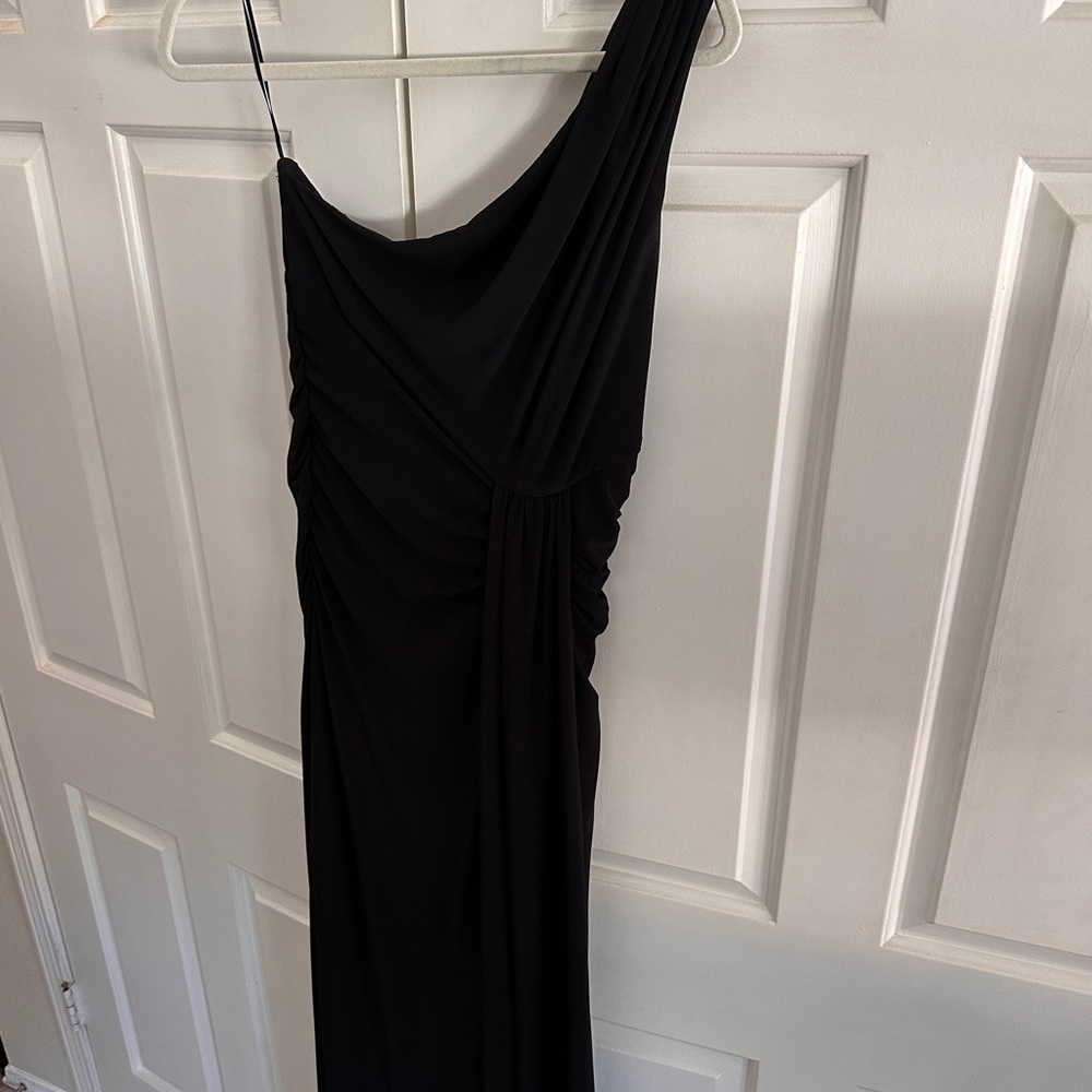 ABS Allen Schwartz One Shoulder Black Dress